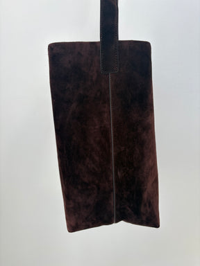 Yu Mei Coffee Suede 'Teresa' Shoulder Tote