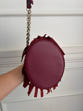 Burberry Red Suede Fringed Mini Bucket bag