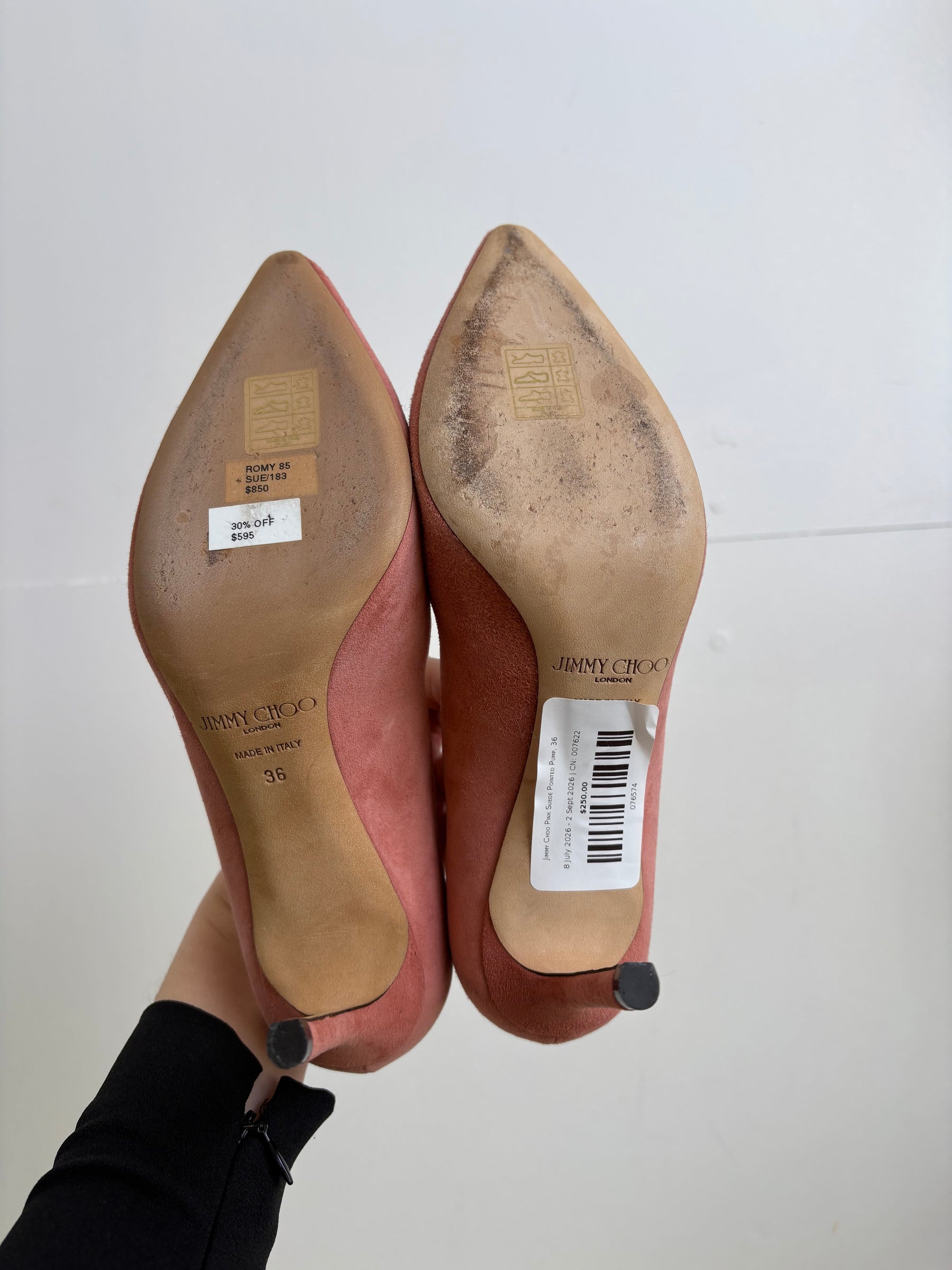 Jimmy Choo Pink Suede Pointed Pump, 36