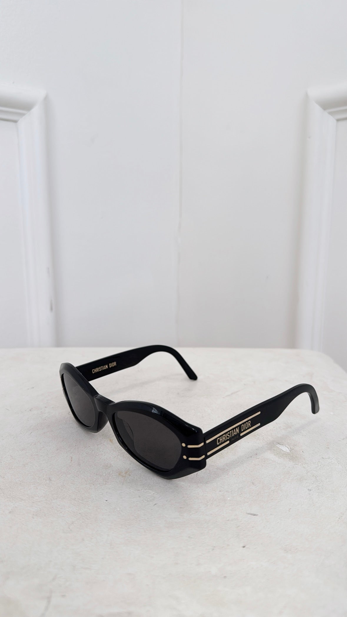 Dior Black Geometric Oval Sunglasses