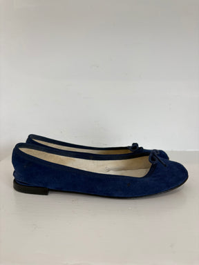 Repetto Navy Suede Ballet Flats, 36