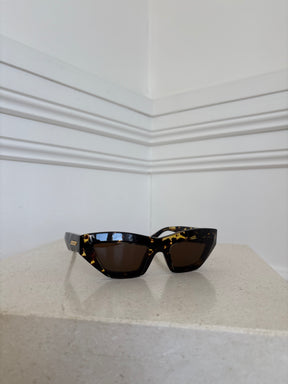 Bottega Veneta Dark Tortoiseshell Cat Eye Sunglasses