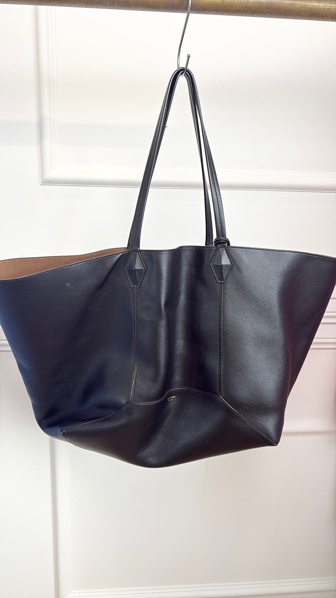 Jimmy Choo Black Leather Oversized Diamond Tote