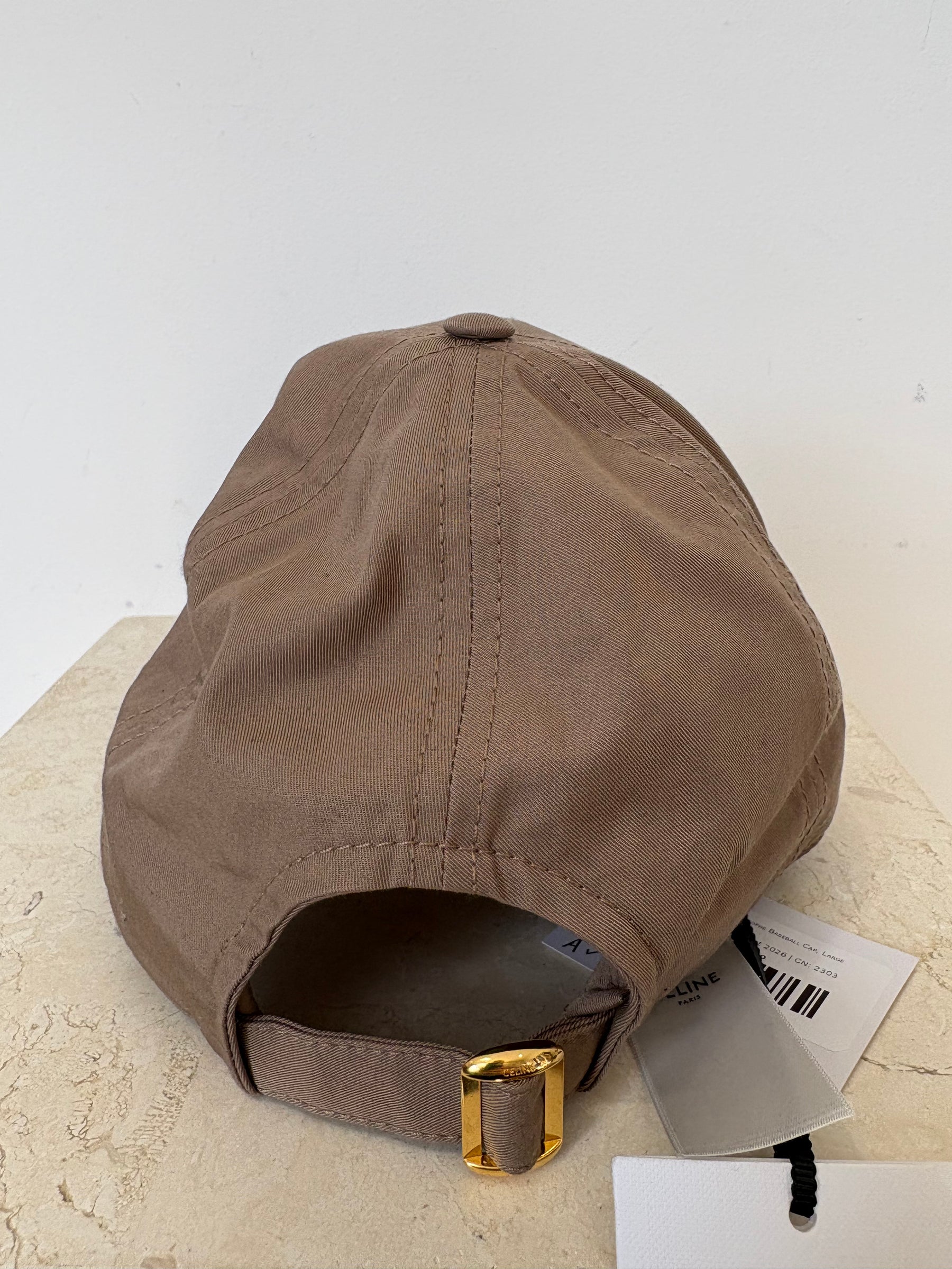 Celine Taupe Trimophe Baseball Cap, Large