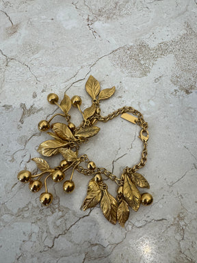 Saint Laurent Leaves Charm Bracelet Gold Tone, Small