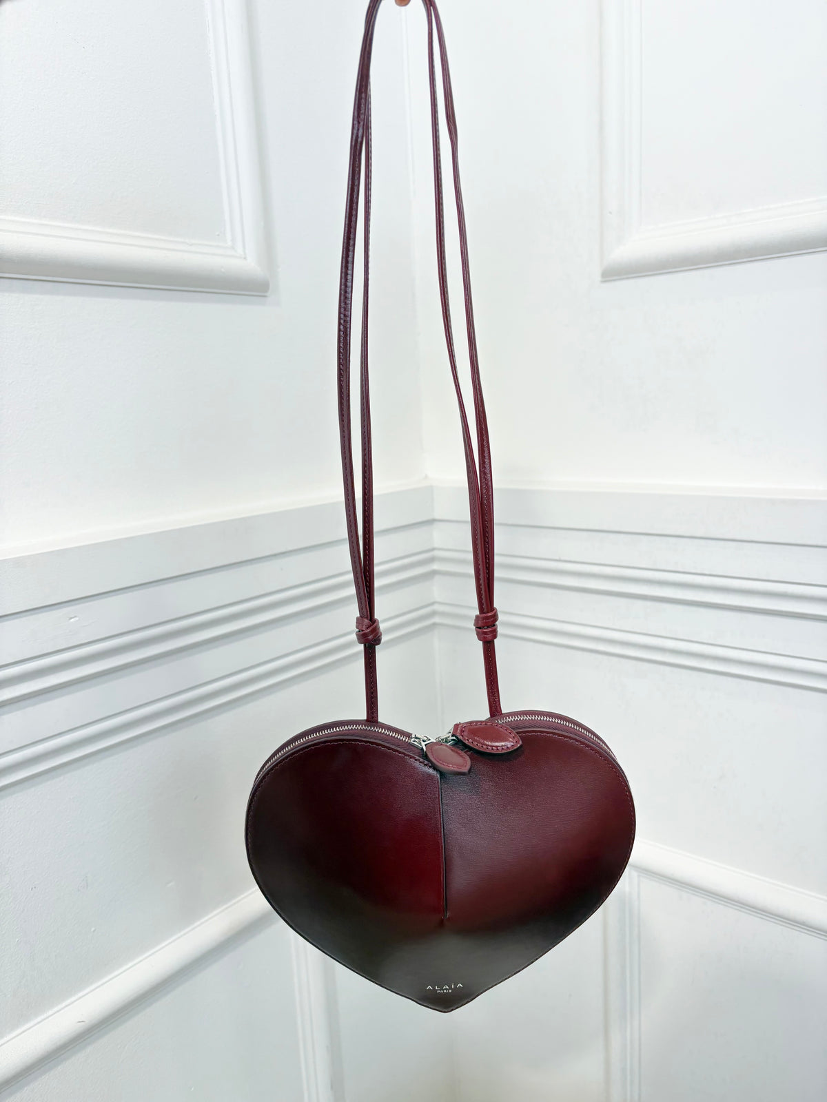 Alaïa Burgundy Leather Heart Bag