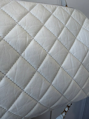 Chanel White Lambskin Leather Retro Spirit Bowling Bag