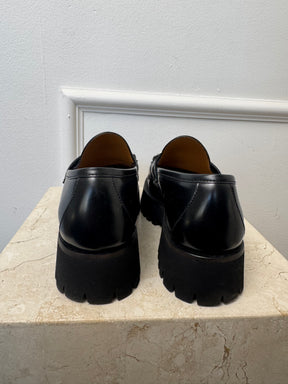 Gucci Black Horsebit Chunky Loafers, 38