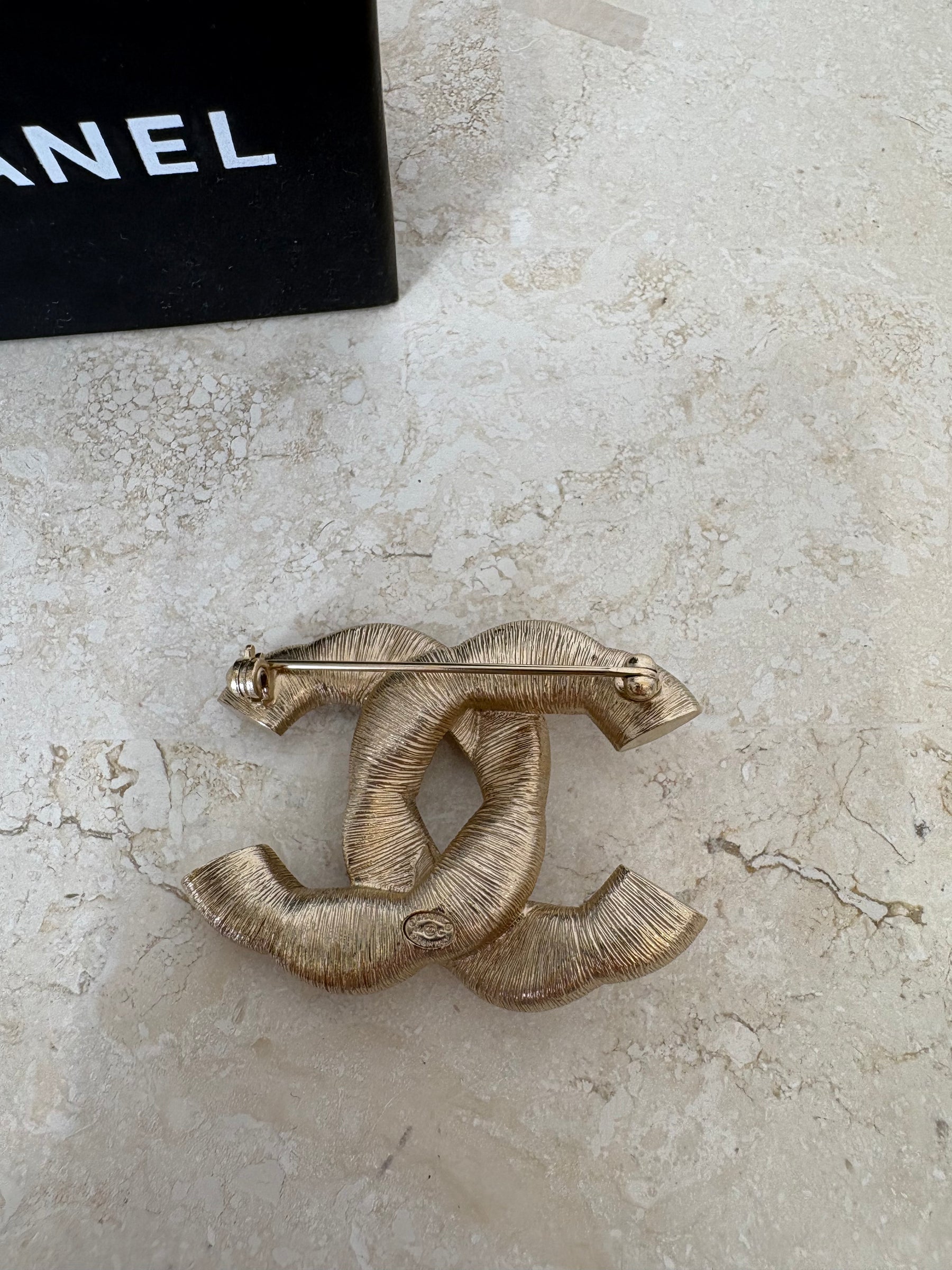 Chanel CC Brooch Strass Champagne and Pink Crystals