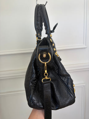 Balenciaga Velo Bag Black With Gold Tone HW