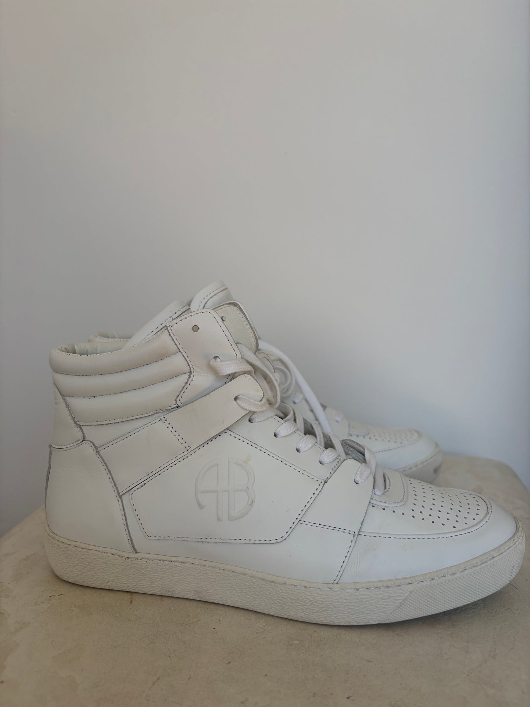 Anine Bing White High Top Sneakers, 40