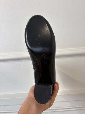 Chanel Black Leather Heeled Ankle Boots, 41 C