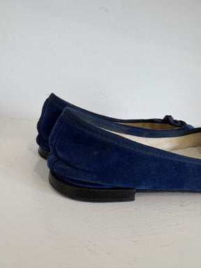 Repetto Navy Suede Ballet Flats, 36