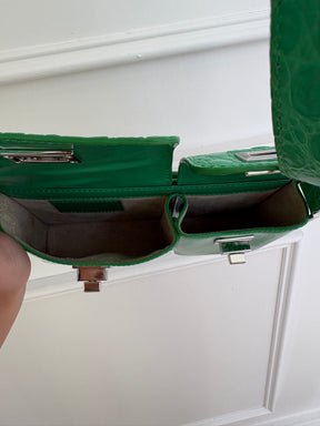 By Far Green Smooth and Croc Embossed Leather "Baby Billy" Bag