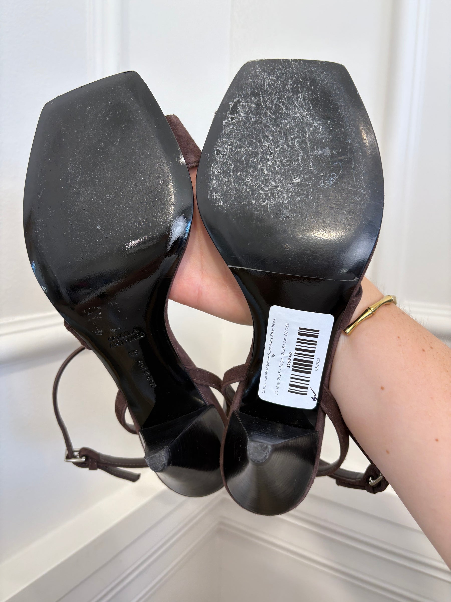 Camilla and Marc Brown Suede Ankle Strap Heels, 39