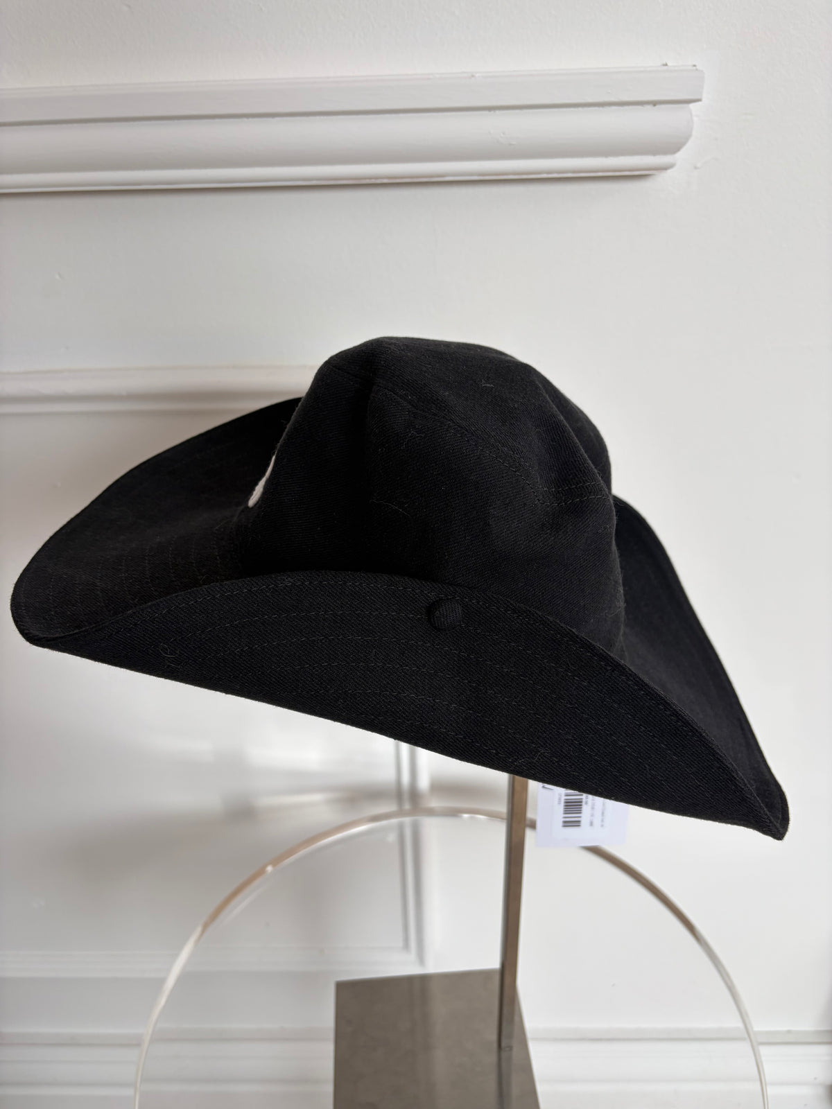 Miu Miu Black and White Logo Cowboy Hat, M