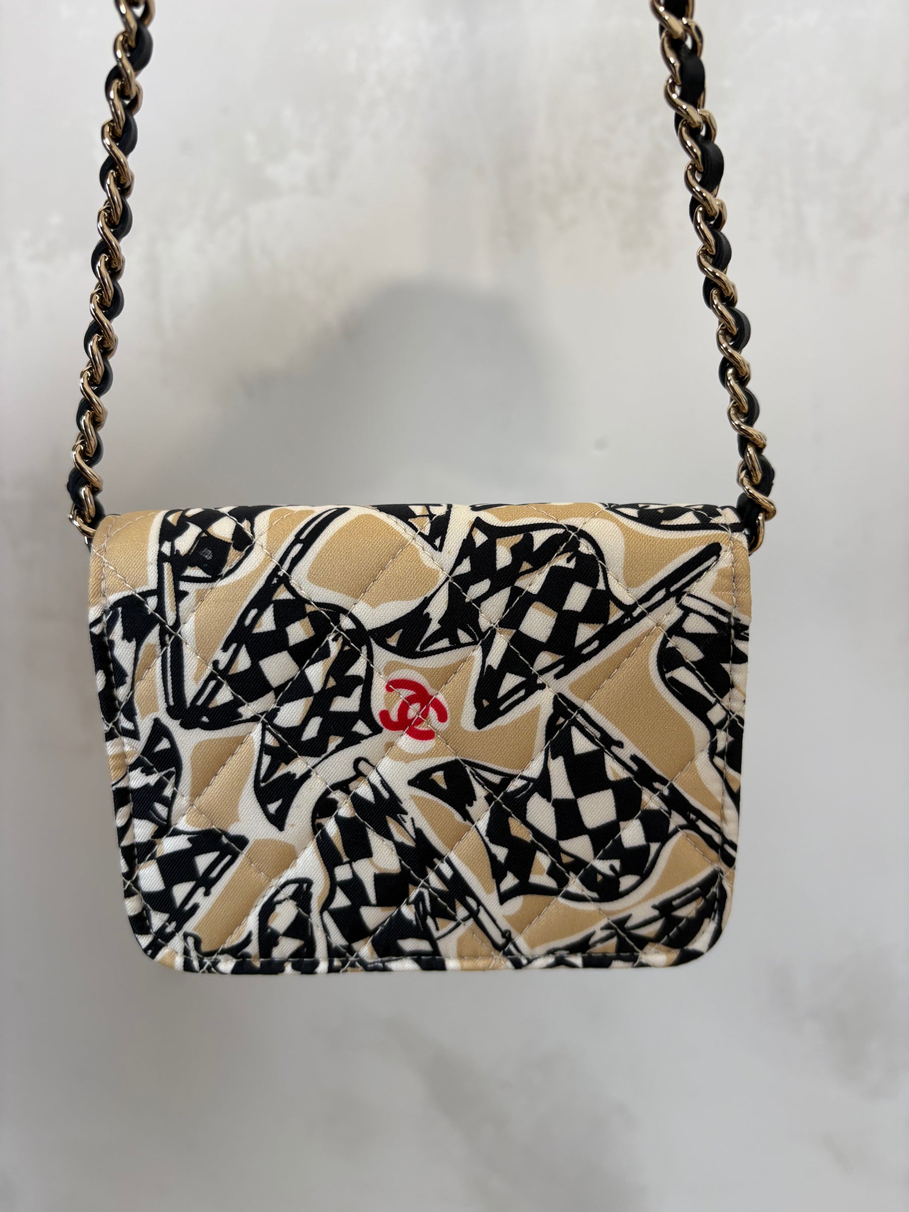 Chanel Beige and Black Flag Print Mini Bag
