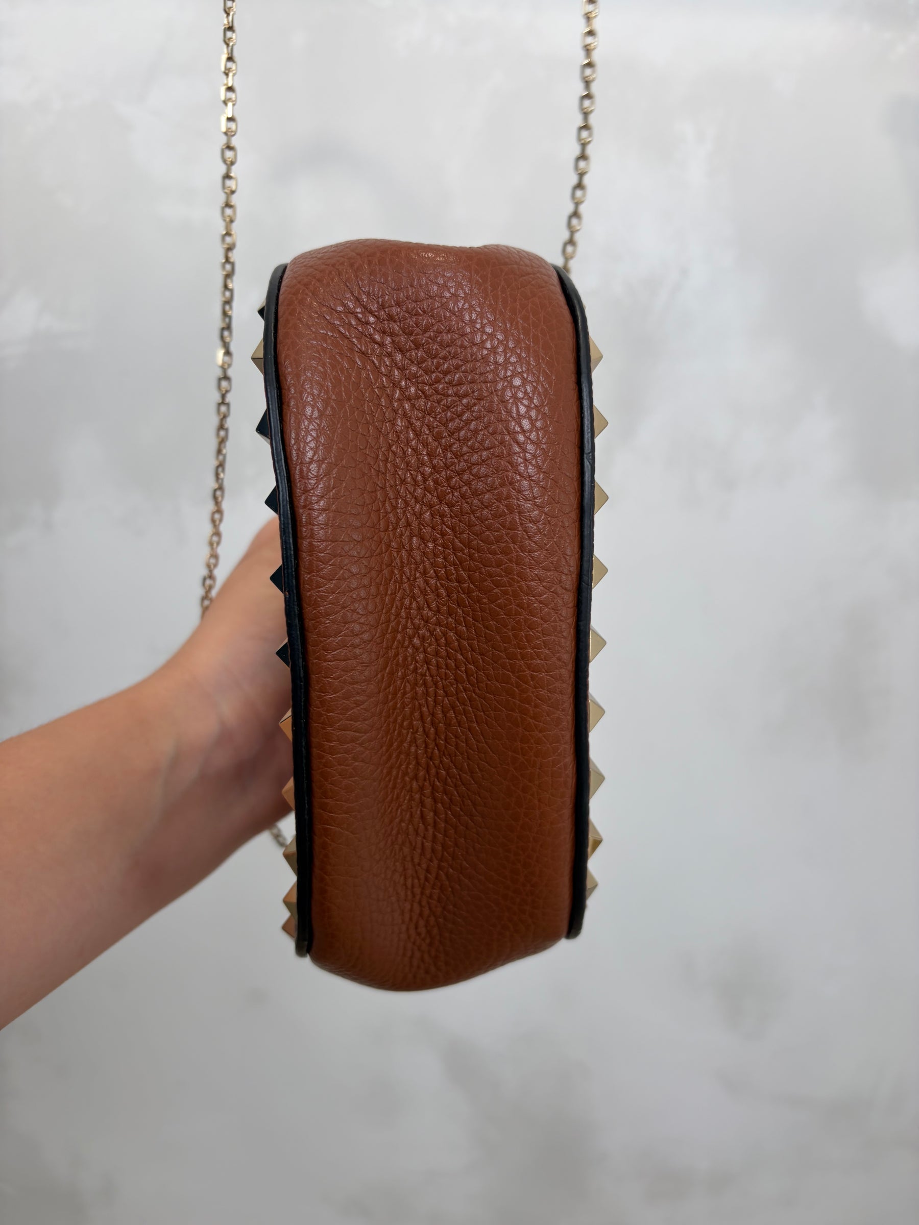 Valentino Garavani Rockstud Grained Leather Mini Bag Gold Hardware