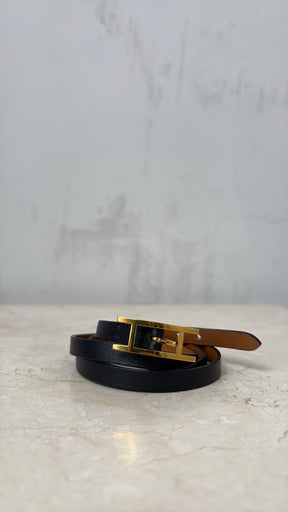 Hermès Black Leather Behapi Wrap Bracelet