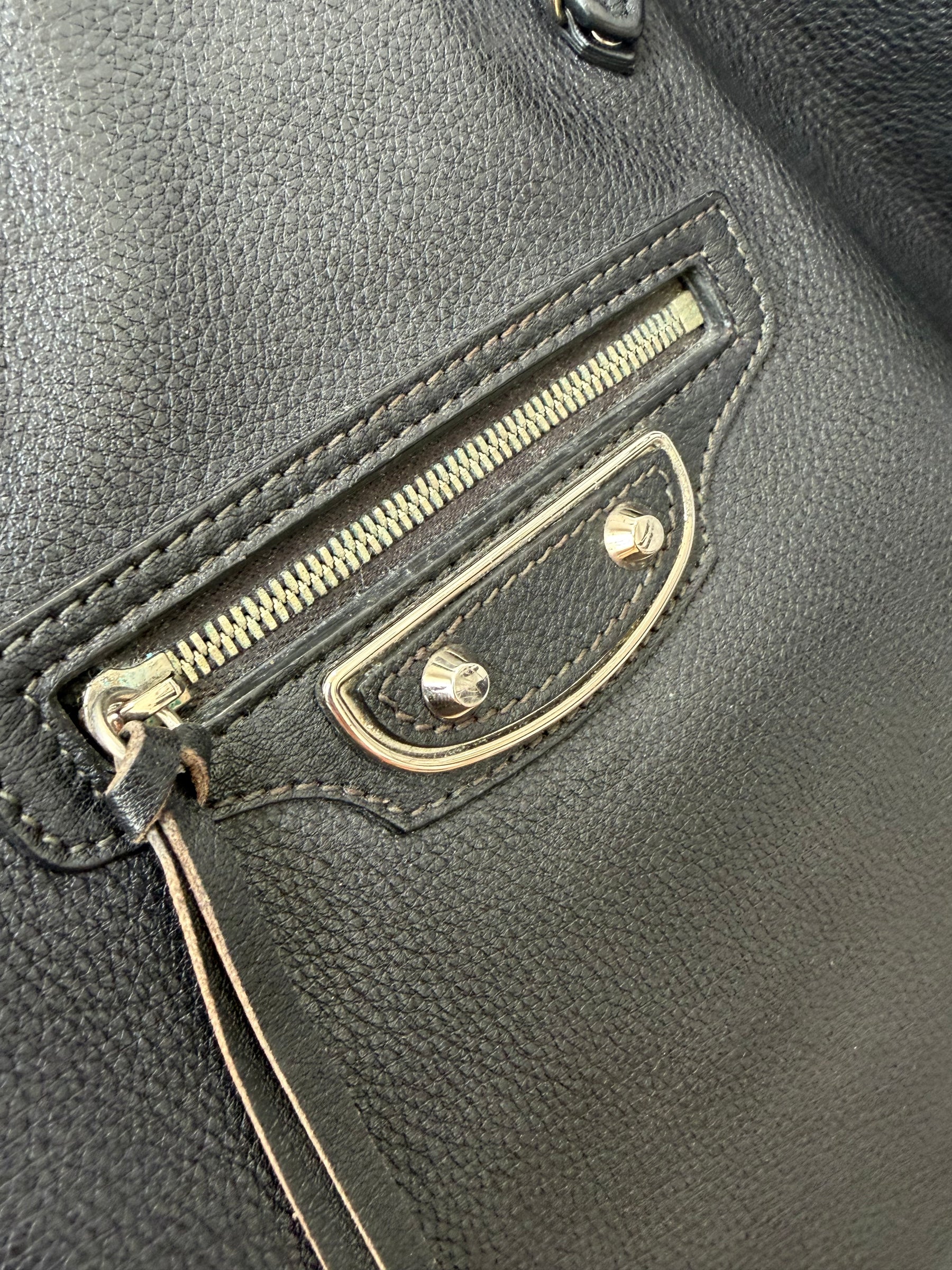 Balenciaga Black Leather Papier Tote