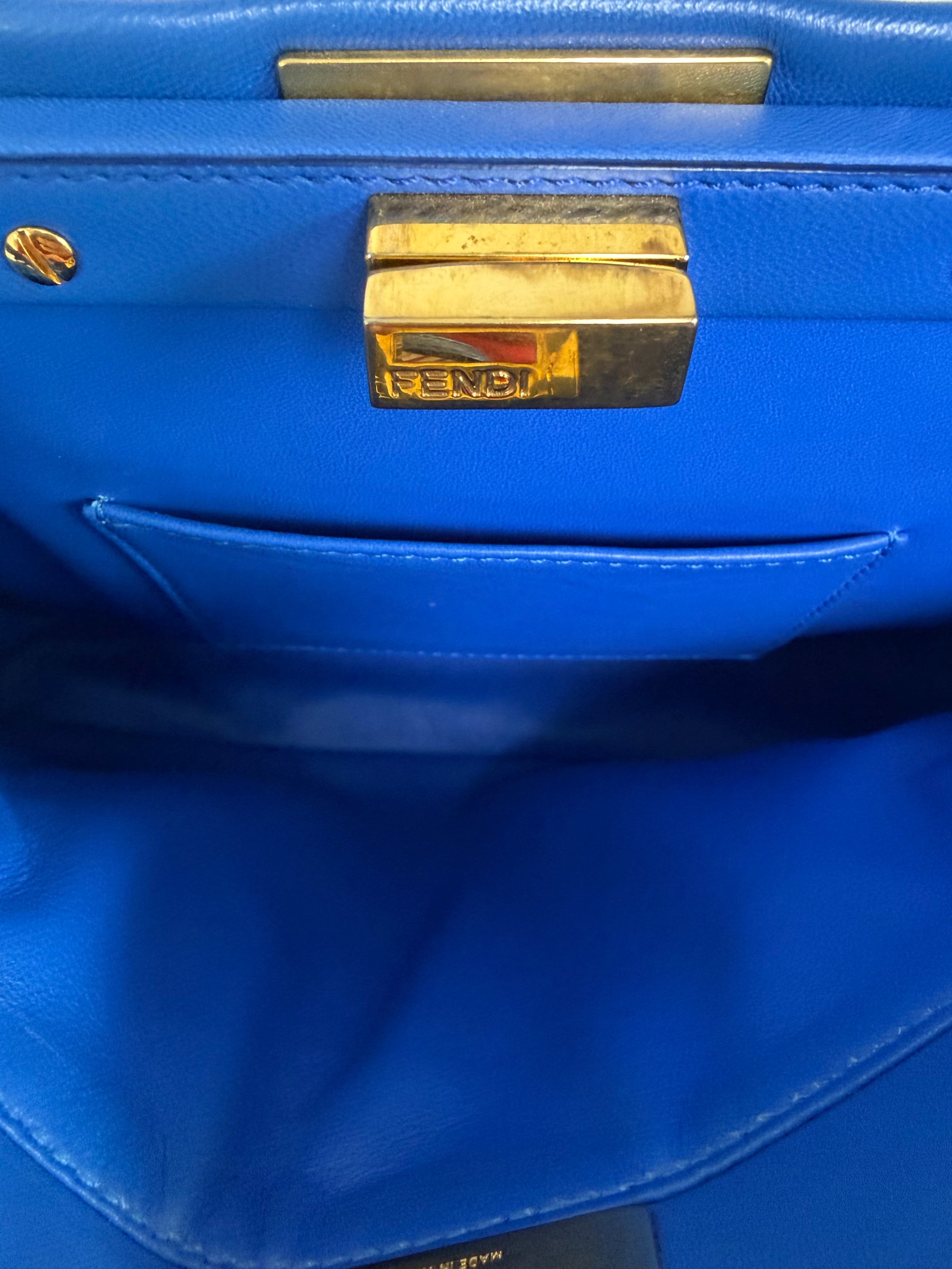 Fendi Blue Leather Mini Peekaboo