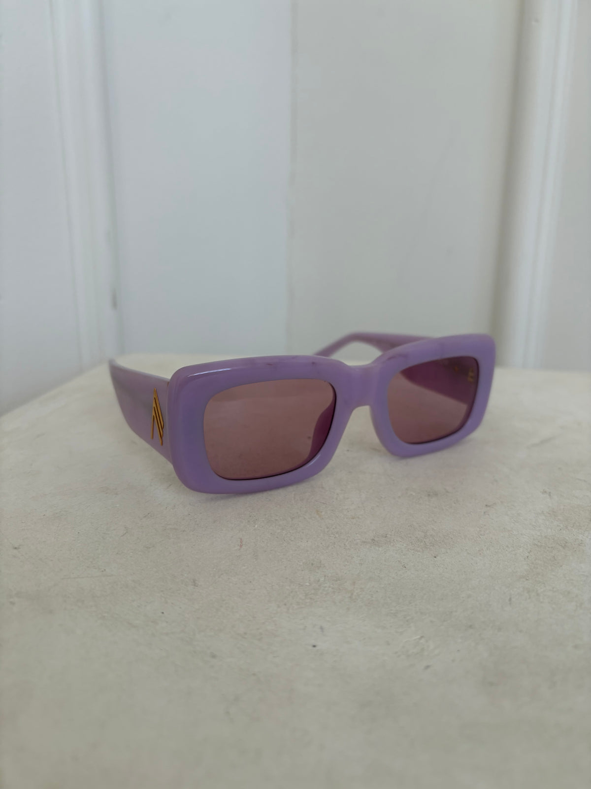 THE ATTICO x Linda Farrow Lilac Rectangle Sunglasses