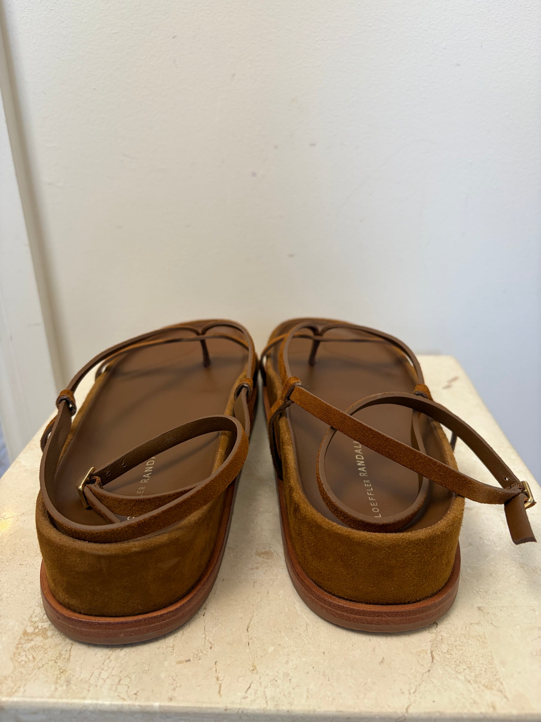 LOEFFLER RANDALL Brown Suede Ankle Wrap Sandals, 8B