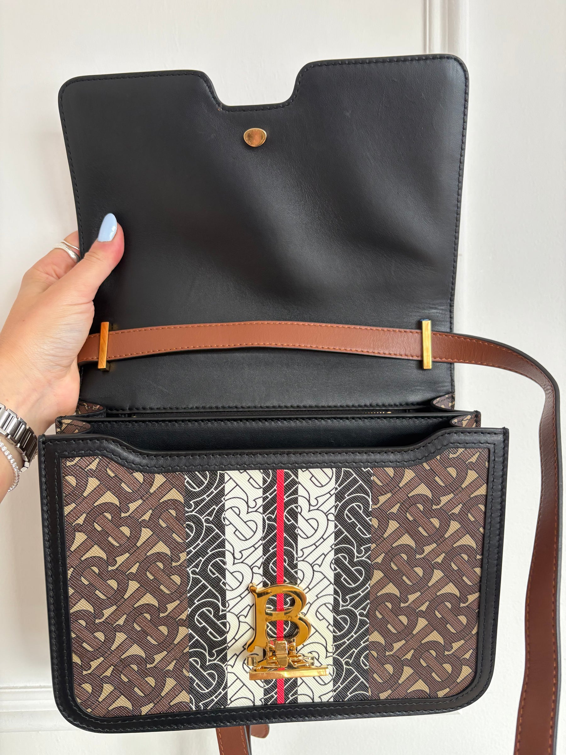 Burberry TB Shoulder Bag Brown White