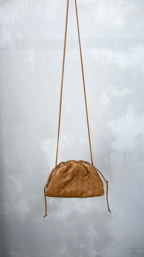 Bottega Veneta Intracciato Mini Corssbody Pouch Caramel