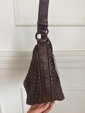Bottega Veneta Chocolate Brown Intrecciato Leather Pyramid Hobo Bag