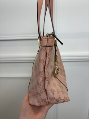 Gucci Pink Coated Canvas Monogram Medium Abbey Tote