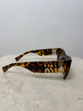 Miu Miu Tortoiseshell Cat Eye Logo Sunglasses
