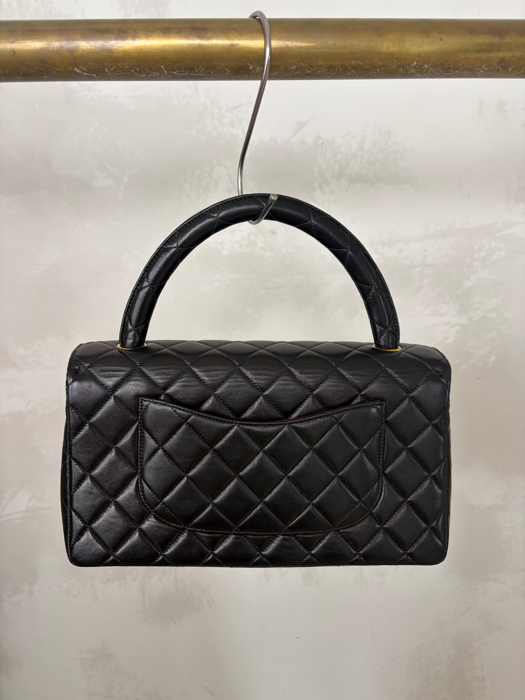 Chanel Vintage Kelly Top Handle Bag Black