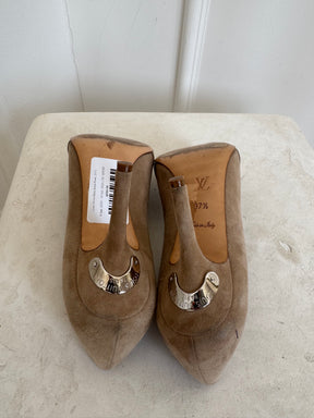 Louis Vuitton Beige Suede Pumps, 37.5