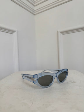 Bottega Veneta Blue Acetate Oval Sunglasses