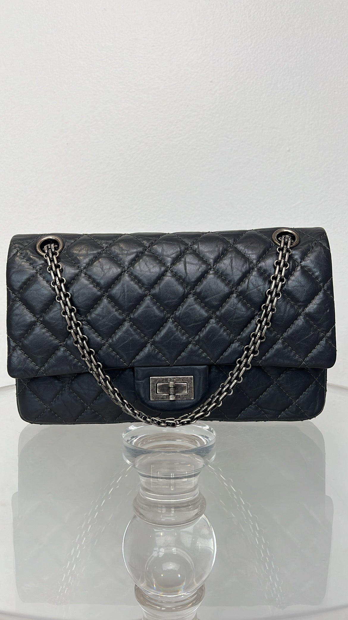 Chanel Dark Grey Lambskin Leather Small Reissue Flap Bag