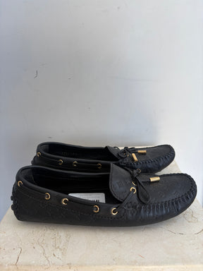 Louis Vuitton Black Monogram Empreinte Leather Gloria Loafers, 38.5