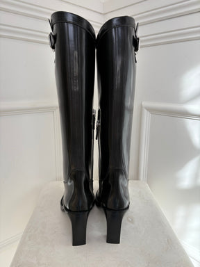 Tod's Black Leather Heeled Riding Boots, 40