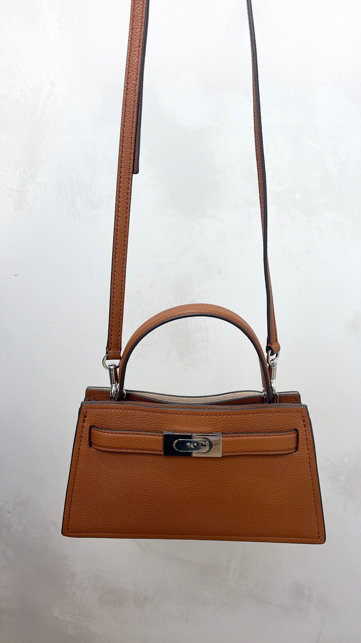 Tory Burch Chestnut Leather Top Handle Radziwell Bag