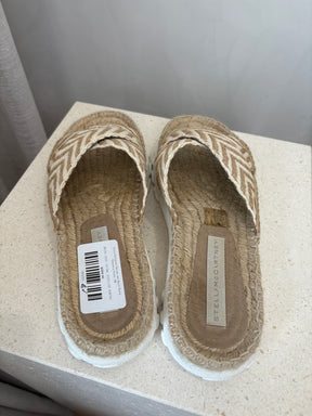 Stella McCartney Natural and White Raffia Espadrille Slides, 38