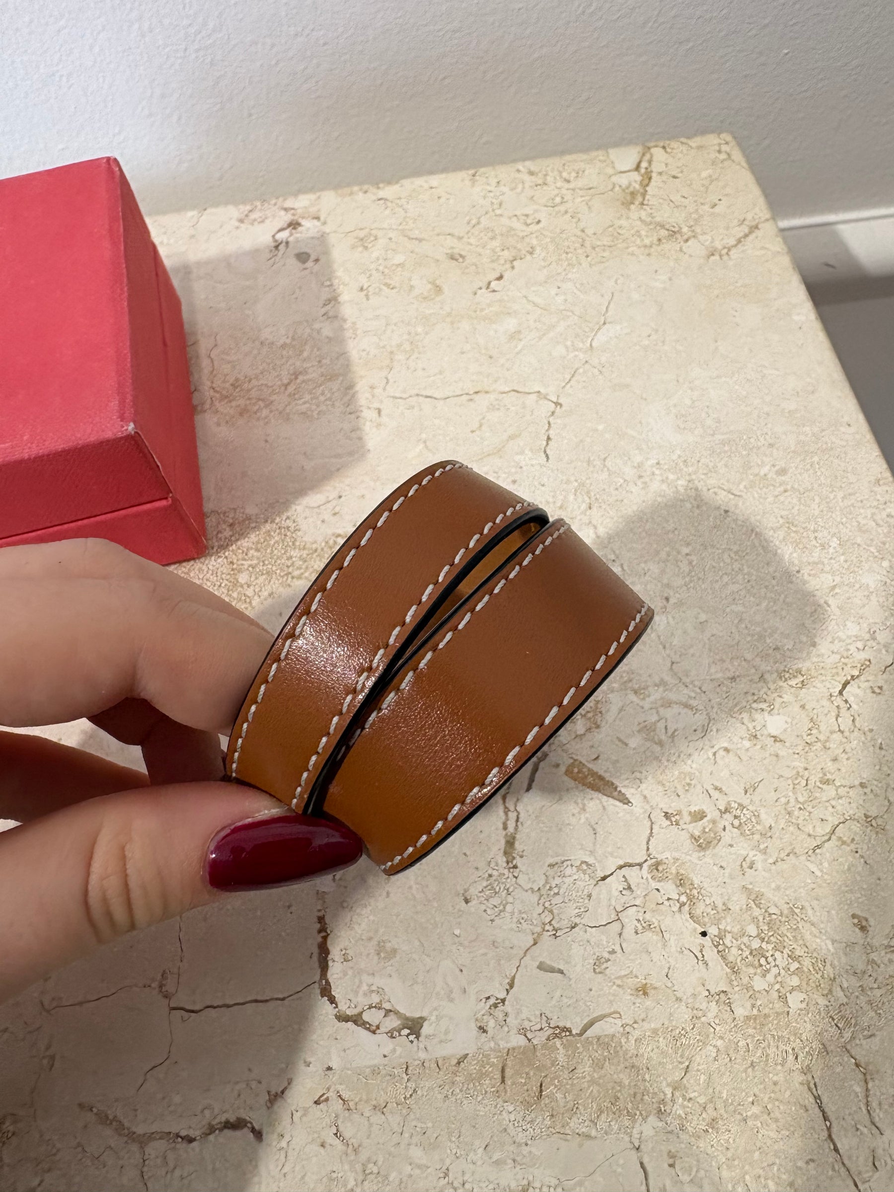 Loewe Tan Leather Wrap Bracelet