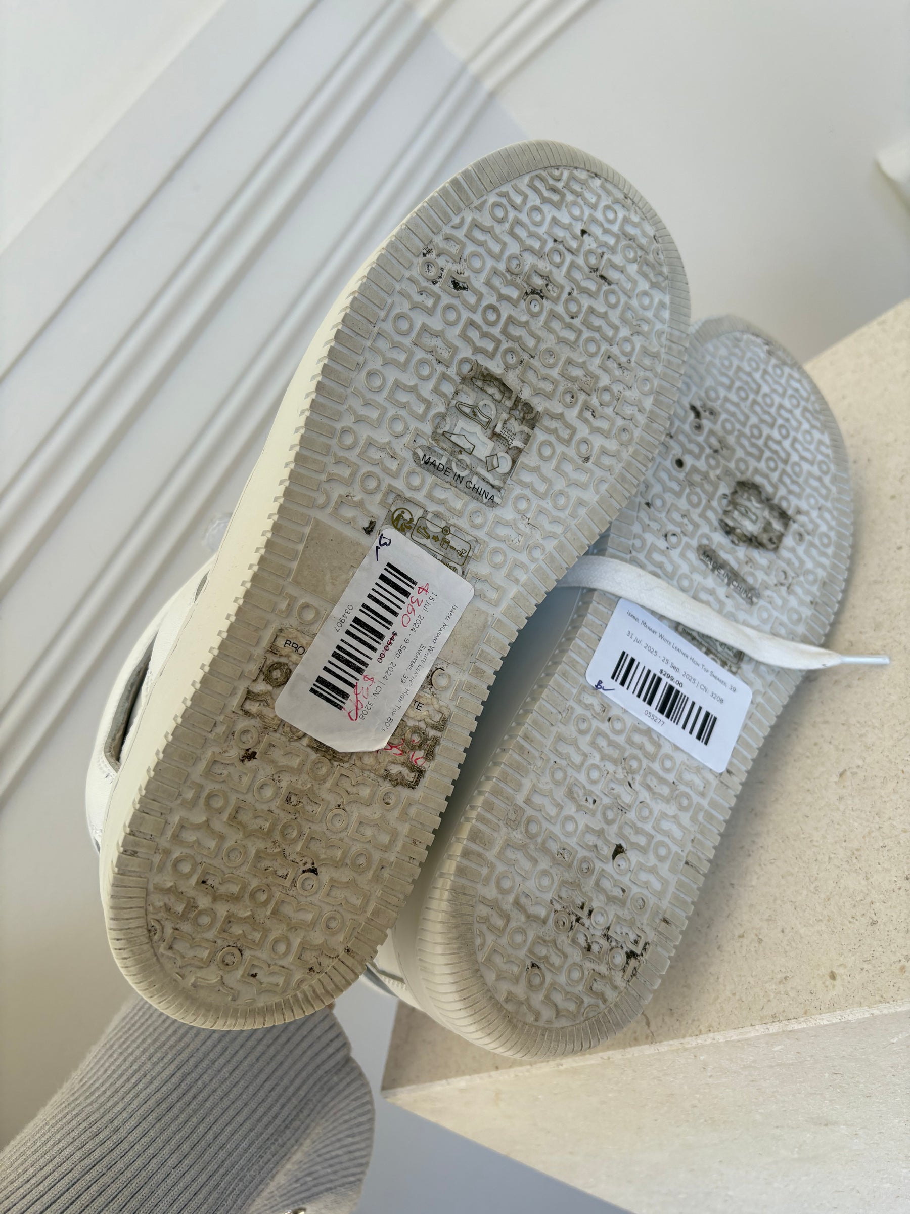 Isabel Marant White Leather High Top Sneaker, 39