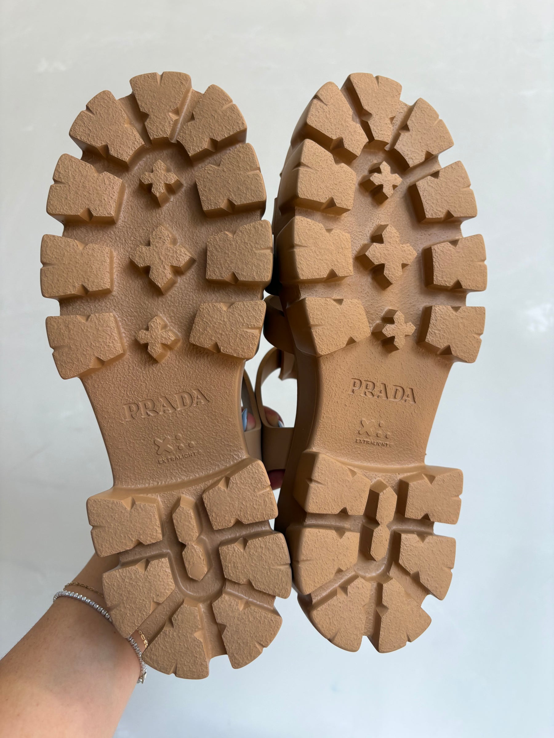 Prada Monolith 55mm Platform Leather Rubber Sandal, 40