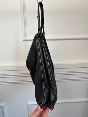 Bottega Veneta Black Leather Hobo Handbag