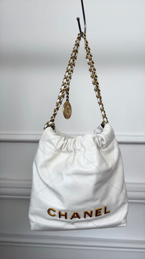 Chanel 22 Mini Hobo Bag In White