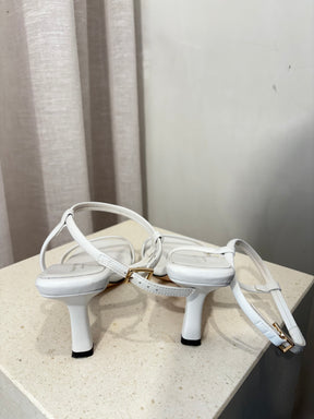 Scanlan Theodore White Ankle Strap Sandals, 36