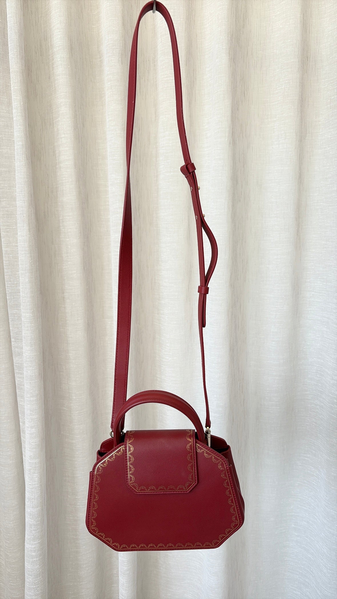 Cartier Red Leather Red Leather Mini Guirlande Top Handle Bag