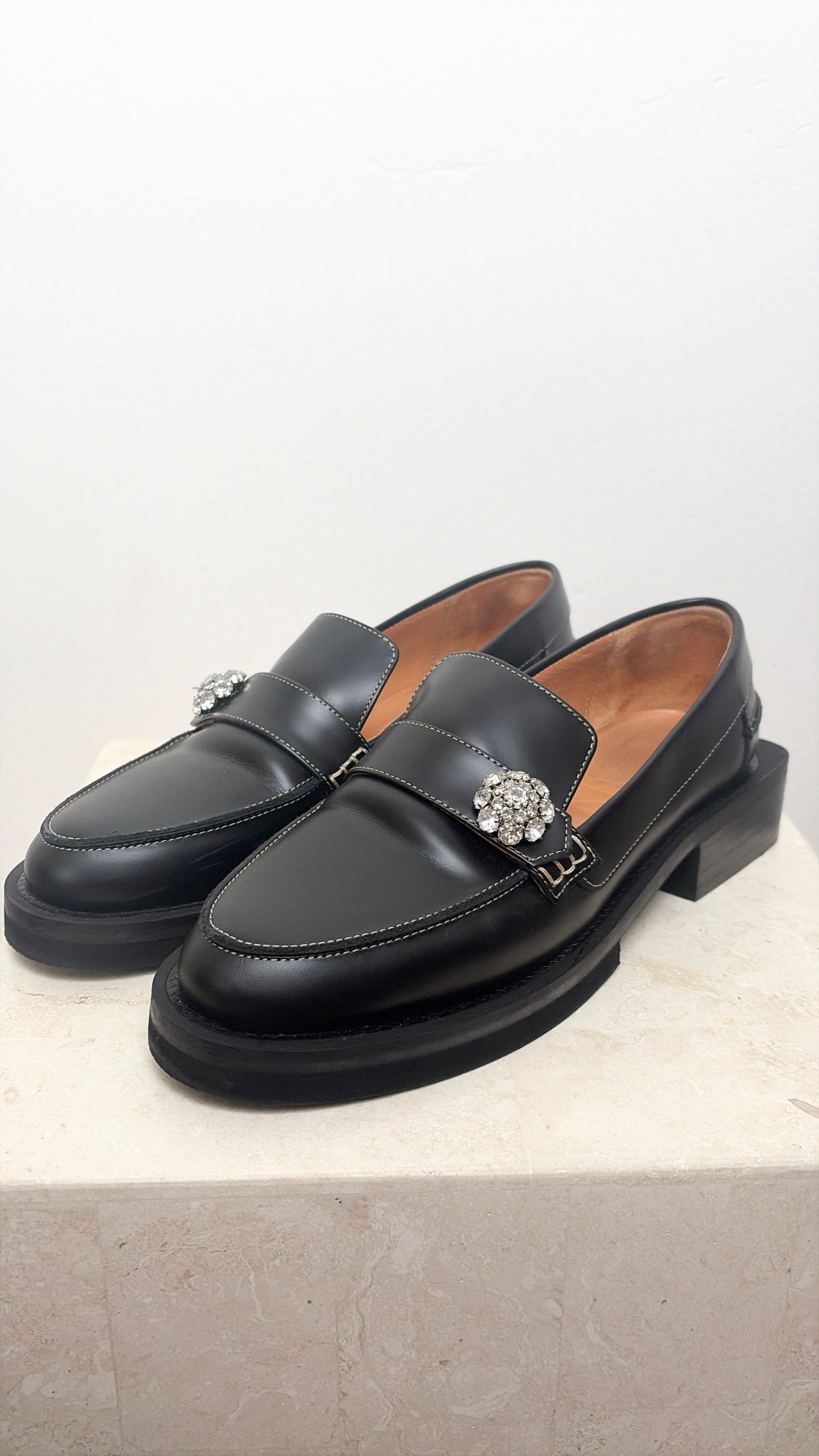 Ganni Black Jewel Loafers, 38