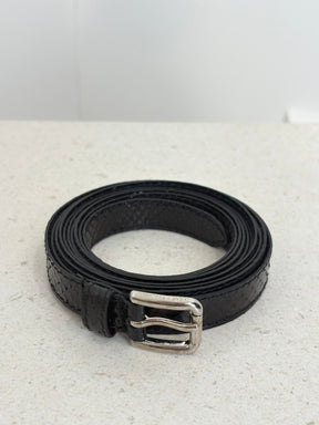 Dolce & Gabbana Black Python Embossed Leather Double Wrap Belt, 75