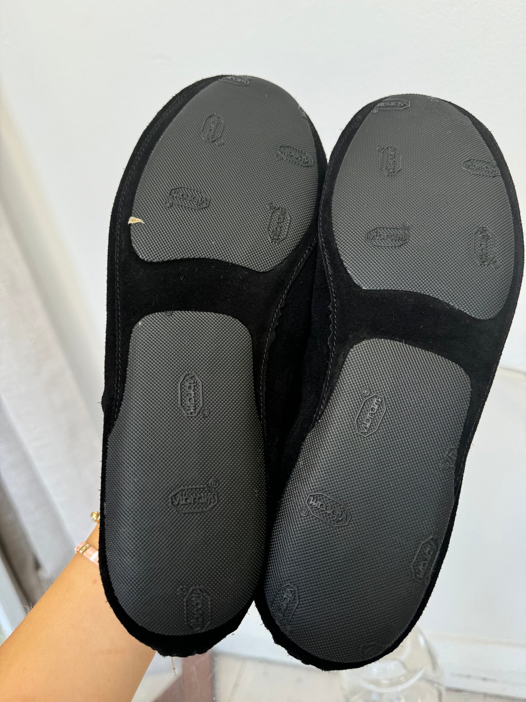 P Johnson Black Suede Moccasins, 38